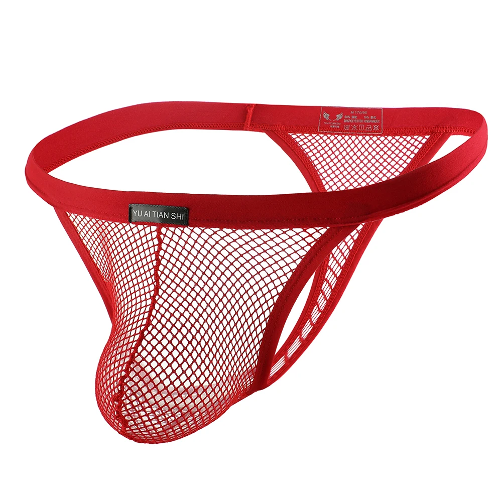 Мужские стринги нижнее белье сетчатые прозрачные сексуальные G-стринги мужские