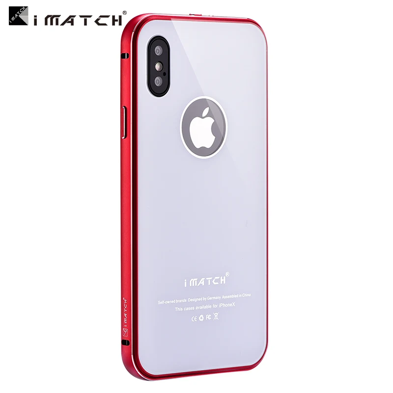 2018 Direct Selling Original Imatch For Appe Iphone X Xs Luxury Metal Bumper+ 9h Hardness Tempered Glass Back Cover