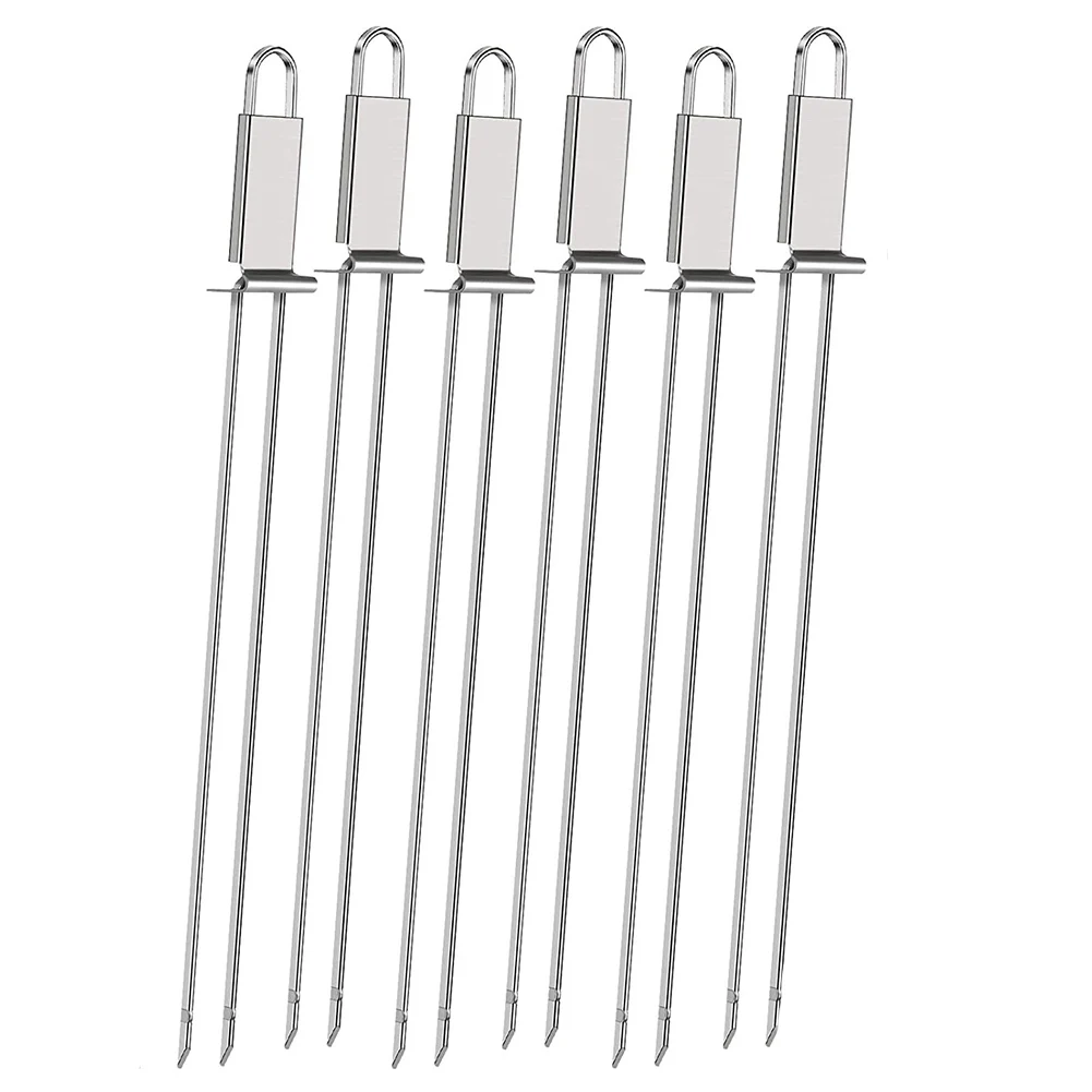 

Fork BBQ Skewers Easy To Clean For Charcoal Grills Silver With Handles 304 Stainless Steel 32.5cm Length 6 Pcs