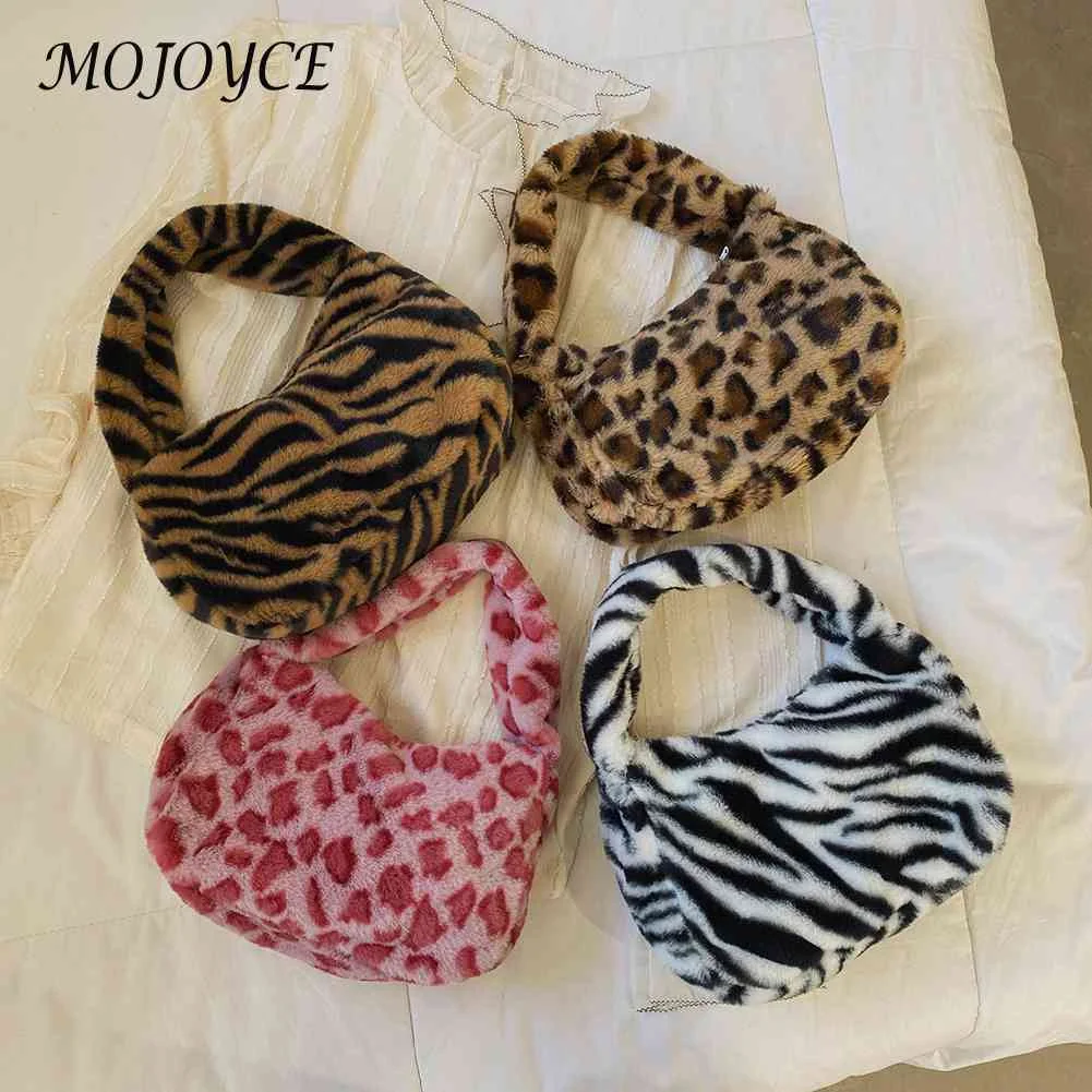 

Women Shoulder Bags Fashion Plush Winter All Match Handbags Outdoor Shoulder Underarm Bags for Female Zipper Handbag