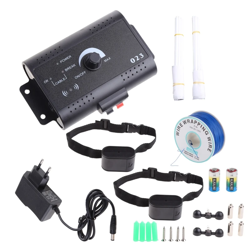 

Dog Electric Fence & Training Collar System Harmless for All Dogs Adjustable Control Range 1.2 Acres for Dogs Over 8 Lbs