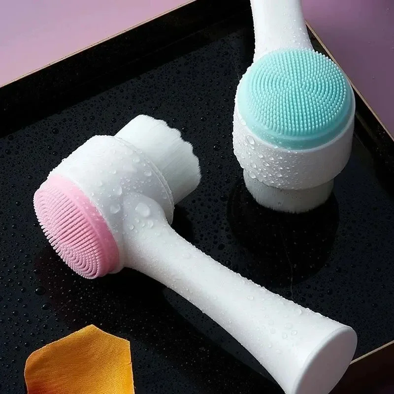 

3D Face Cleaning Massage Brushes Silica Gel Brush Double Sided Facial Cleanser Blackhead Removing Pore Cleaner Exfoliating