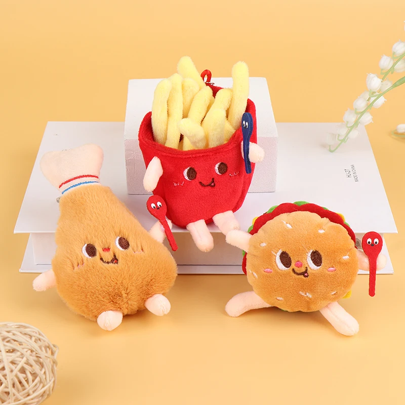 

1pcs Kawaii Food Bread Hamburger Hot Dog French Fries Plush Doll Soft Stuffed Plush Pendant Keychains for Children Gifts Toys