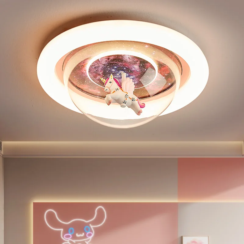 

Children's Room Ceiling Light Unicorn Cartoon Led Chandelier Ceiling Lamp Ins Girls' Princess Room Bedroom Luces Lighting