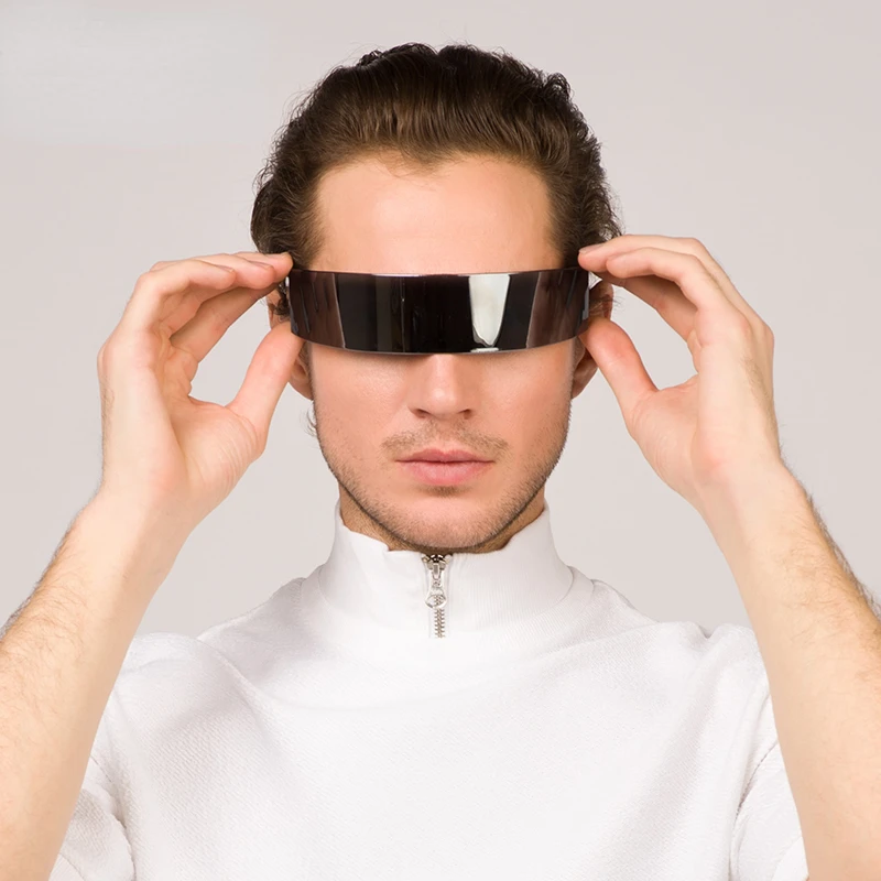 

Fashion Siamese Futuristic Wrap Around Monob Costume Sunglasses Luxury Brand Designer Mask Novelty Glasses Purple Blue Goggle