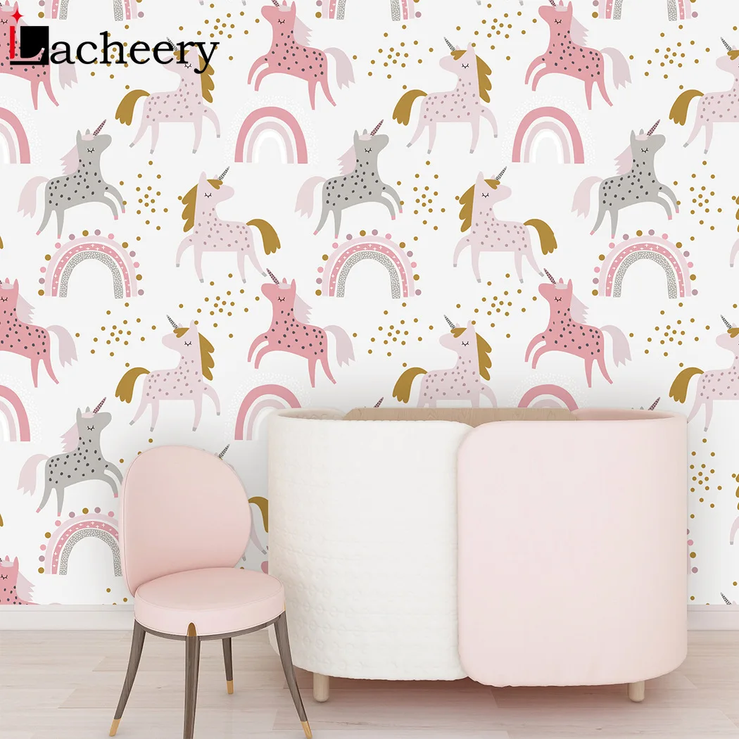 

Girls Room Decals Wall Sticker Rainbow Colorful Self Adhesive PVC Wallpaper for Kids Bedroom Environmental Removable Home Decor