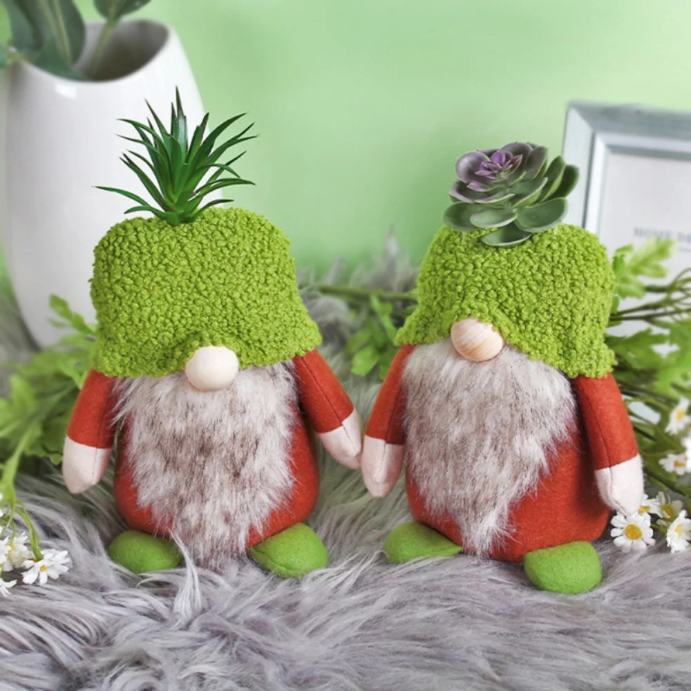 

Green Succulent Gnomes Swedish Plush Tiered Tray Decoration Collection Garden Gift Dwarf Spring Summer Home Decoration