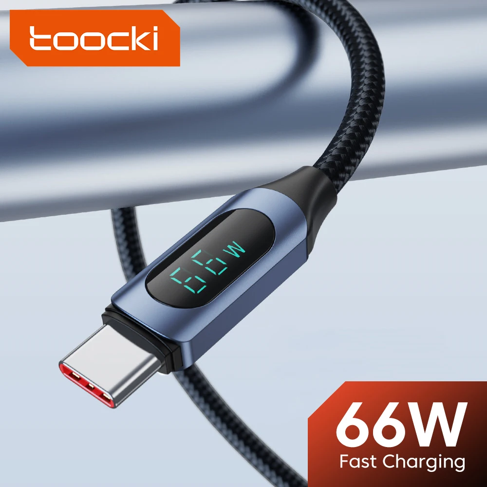 

Toocki 6A USB C Cable PD 100W Digital Display Type C Fast Charging Data Cord For Realme Huawei P30 Pro Samsung Oneplus Poco F3