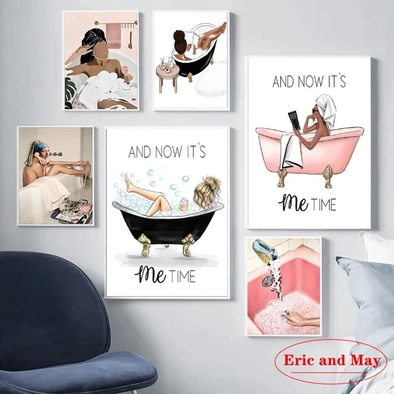 Модные плакаты и принты в скандинавском стиле для ванной настенная Картина на