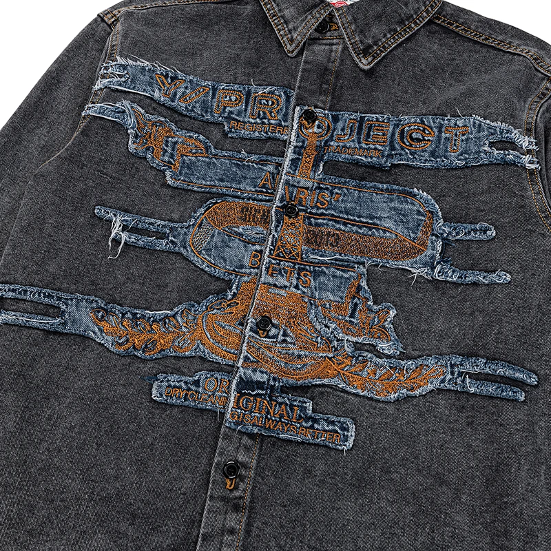 24ss хип-хоп модный джинсовый топ KANYE WEST высокого качества с вышивкой в стиле
