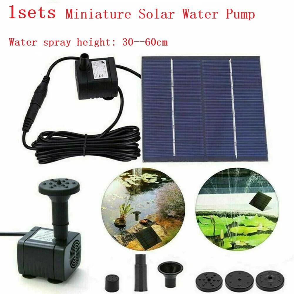 

1.2W Solar Submersible Water Pump 150mA 3 Suction Cup 30-60cm Water Height Black DC 7V Solar Powered Floating Pump