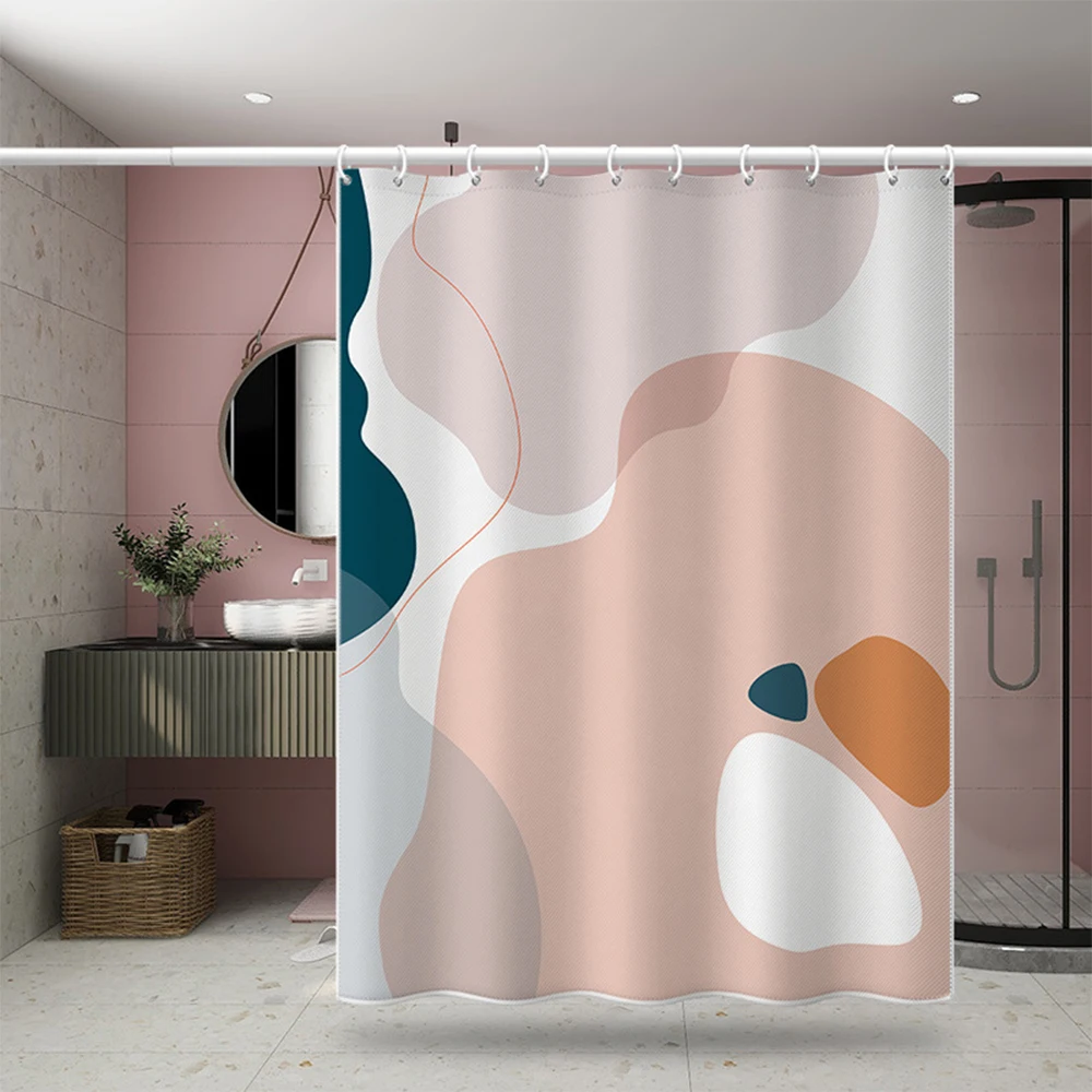 

Nordic Wind Simple Abstract Art Texture Shower Curtain Waterproof Polyester Curtain Morandi Block Curtains for Bathroom Decor