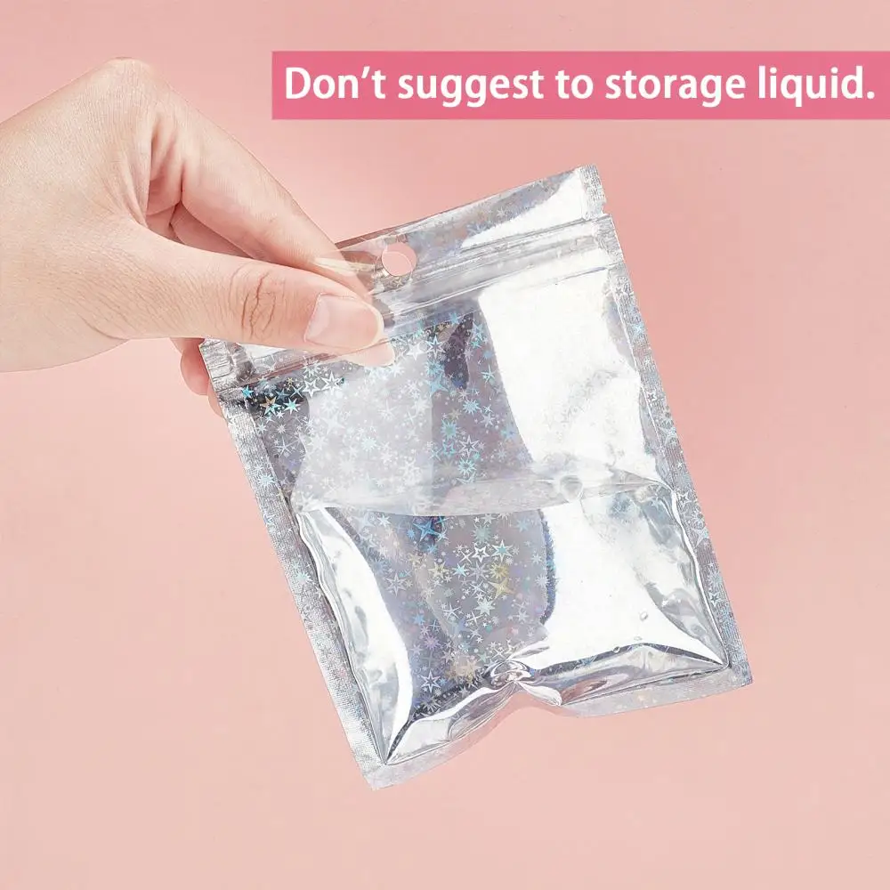 120Pcs Star Pattern Resealable Bags Clear Laser Plastic Zip Lock Bag Snack Coffee Beans Storage Party Gift Packaging Pouches