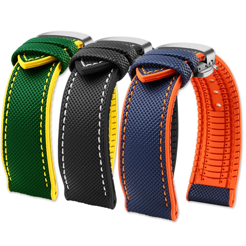 Ремешок для часов из фторкаучука 20 мм, 21 мм, 22 мм для TAG Heuer F1 Gulf Racing Carrera Series, Longines Conquest, IWC, Mido, Tissot, Citizen (art.: 3920daf34c3ac) - 3920daf34c3ac