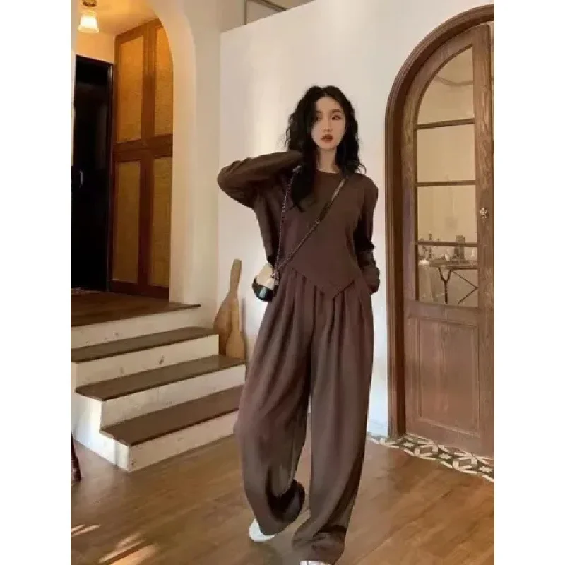 Женский хлопковый спортивный костюм свободного кроя миниатюрный повседневный