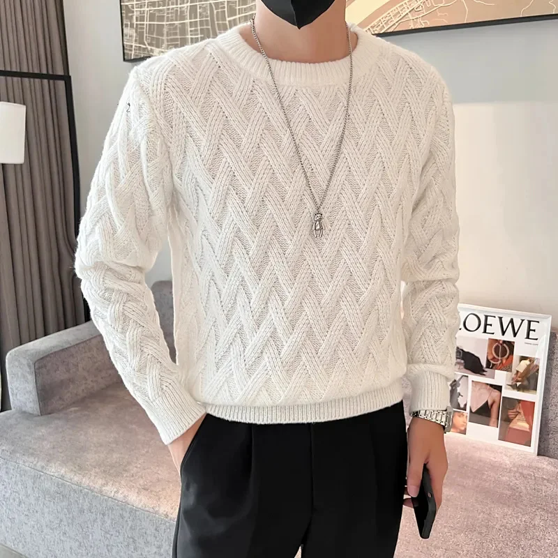 

Men O-Clar Sweaters Clothes Winter Sweater Men Sid Diamond Pattern Jacquard Sweater over Mens Knitwear Autumn New S-3XL