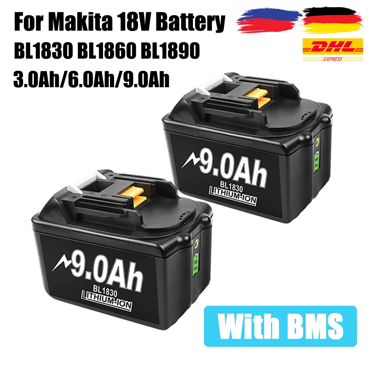 

Powtree BL1860 Rechargeable 18 V 6000mAh Li-ion Battery for Makita 18v Battery BL1840 BL1850 BL1830 BL1860B LXT 400