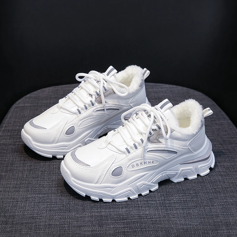 

Winter Vulcanized Shoes Women's 2022 New Fashion Plush Warm Thick-soled Sneakers Non-slip Shock-absorbing Women's Casual Shoes