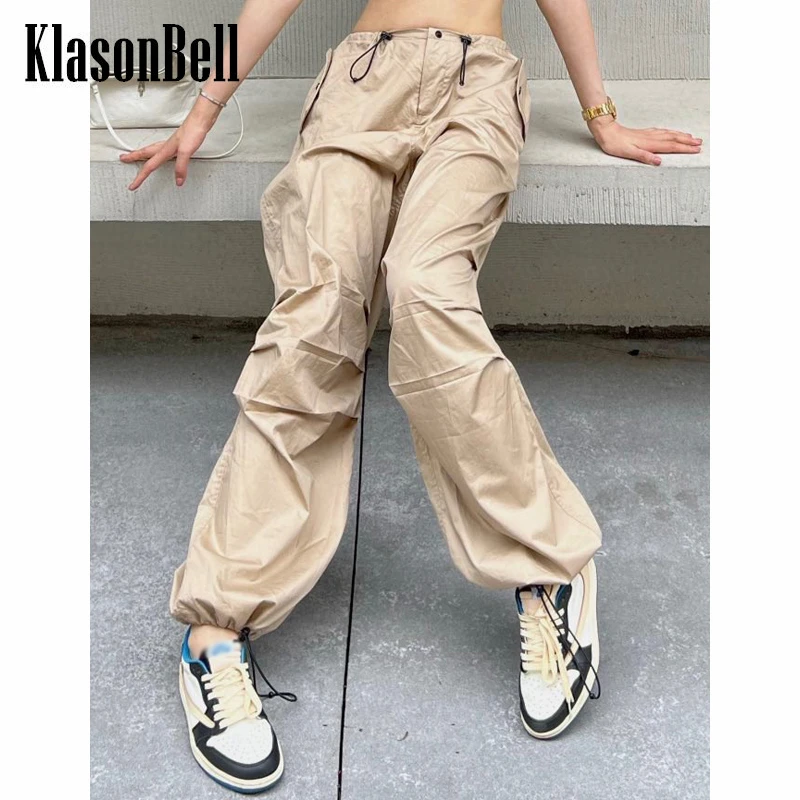 6.9 KlasonBell Summer Fashion Drawstring Loose Cargo Pants Women