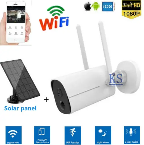 

Solar Panel Smart WIFI P2P Camera HD 1080P Night Vision Security IP Network CAM