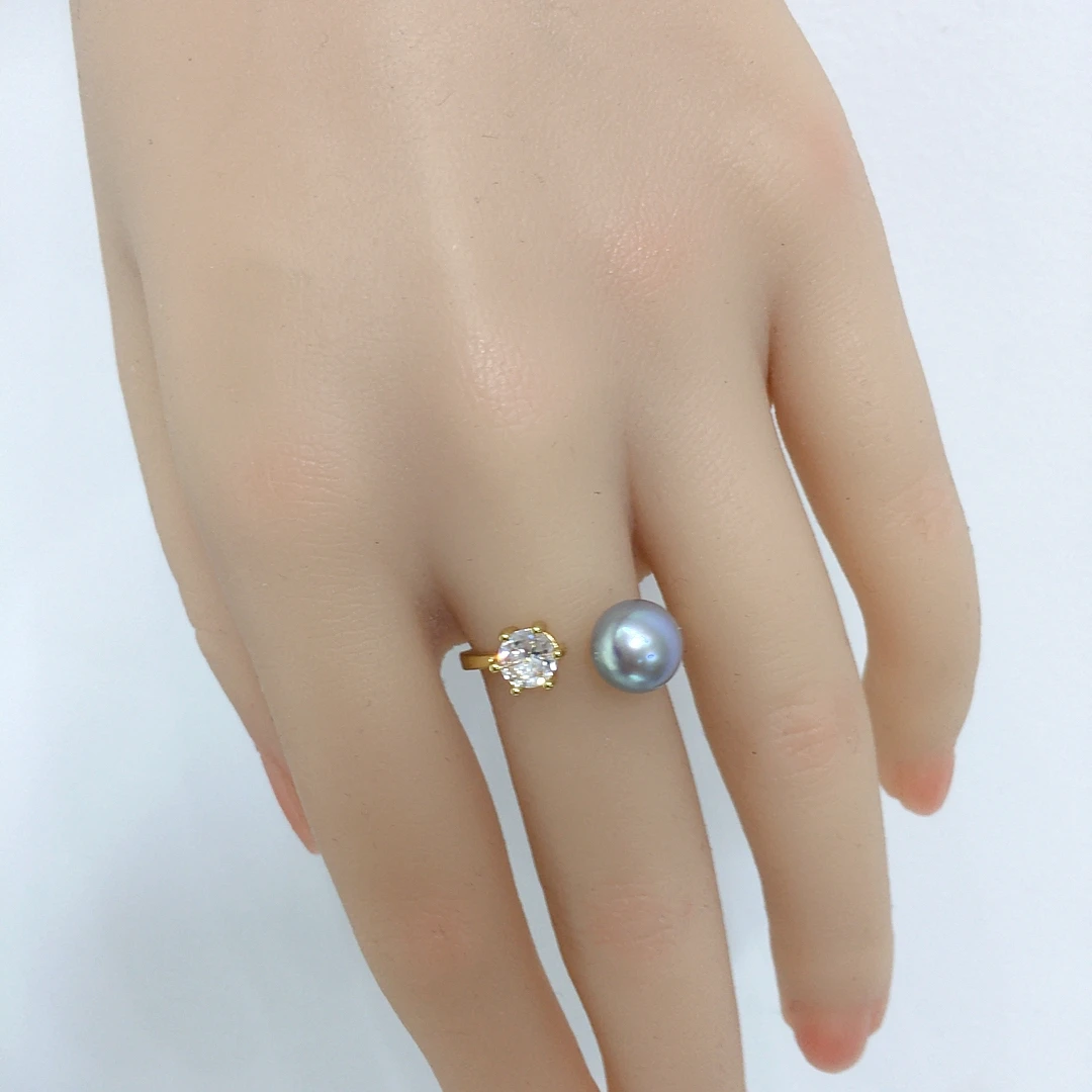 ZHBORUINI 2024 кольцо с натуральным пресноводным жемчугом модное и элегантное цирконом