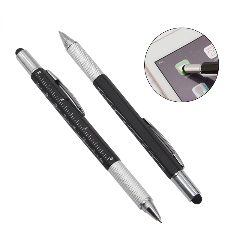 

Ballpoint Pen Modern Handheld Tool Measure Technical Ruler Screwdriver Touch Screen Stylus Spirit Level w/ Refill