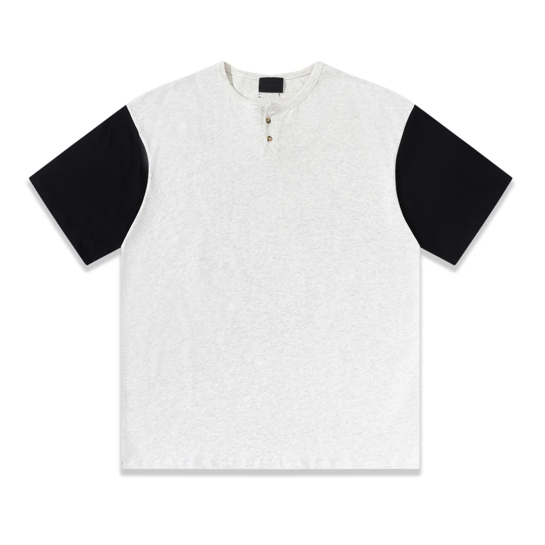 

2022 New Summer T-shirts High Quality Essentials 7th Collection Patchwork Henry Collar T-shirt Men Hip hop Streetwear Loose Tees