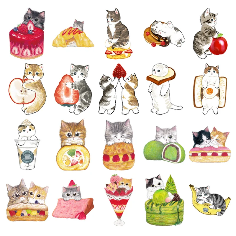 

44Pcs Cute Bread Cat Animal Graffiti Stickers Cartoon Decals Kids Toy DIY Diary Suitcase Scrapbook Phone Laptop Bike Sticker