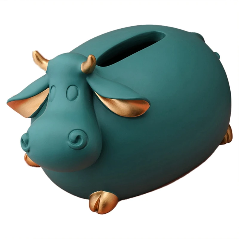 

Cow Tissue Box Dinner Table Paper Towel Organizer Living Room Desktop Ornament Resin Tissue Box Home Decoration Modern