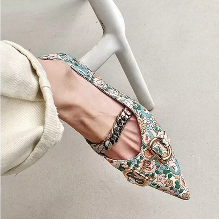 

2023NEW Famous Brand Pointed Toe Shallow Single Shoes Women Superstar Metal Decoration Flats Shoes Women Creepers