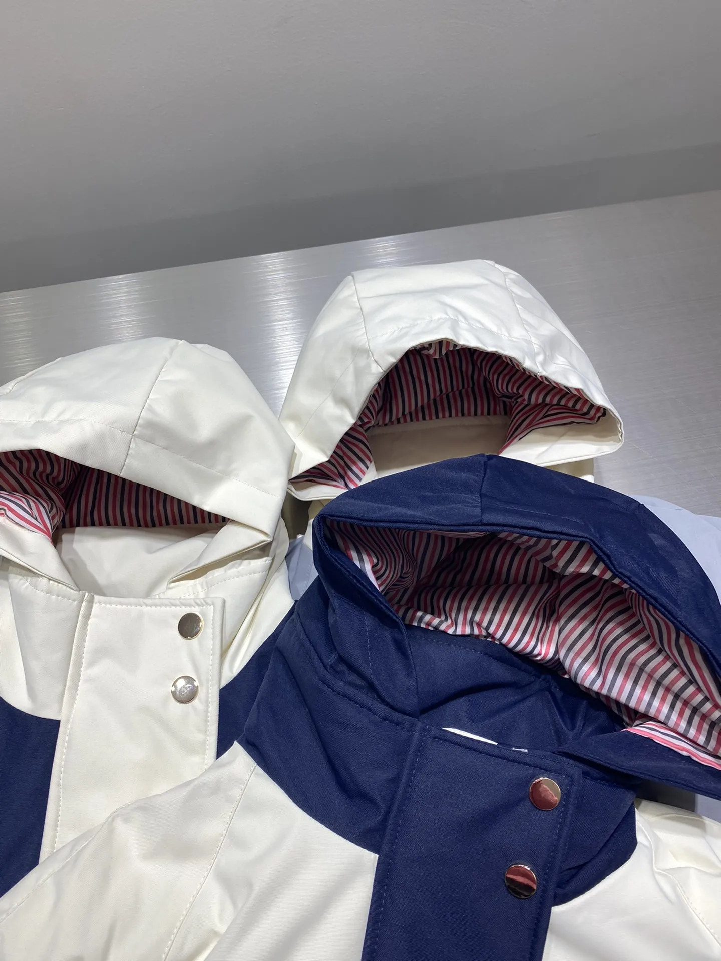 TB THOM Women's Jackets Winter Korean Fashion Brand Down Jackets Patchwork Stripes Hoodies Overcoats Thick Warm Hatajuku Coats