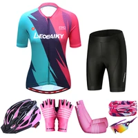 womens cycling jersey set summer short sleeve anti uv bicycle clothing quick dry mountain road bike suit female sportswear 2022