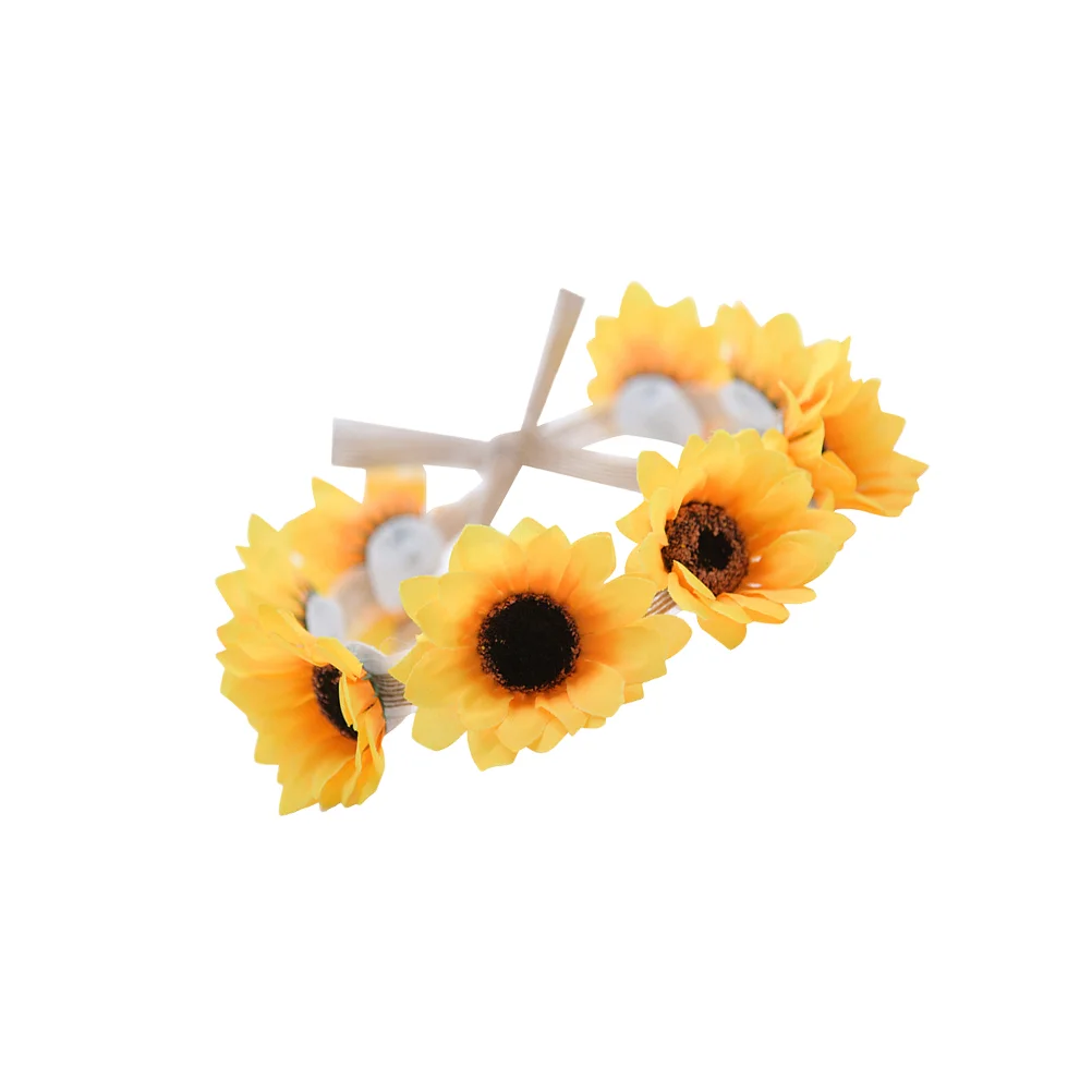

2PCS Sunflower Hair Band Romantic Bride Headdress Delicate Valentines Gift Realistic Sunflower Headband Simulated Sunflower
