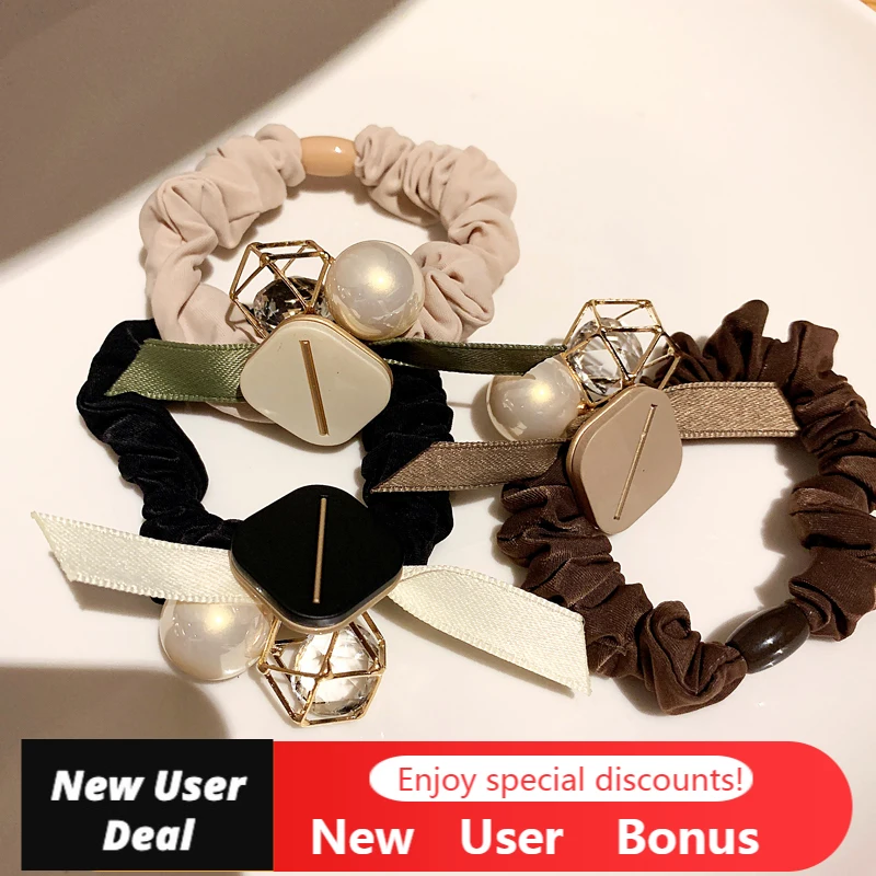 

Exquisite and Simple Ladies Hair Ring Elastic Rubber Band Hair Accessories 2022 New Fashion Pearl Pendant Hair Rope Headdress