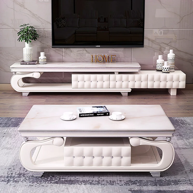 

3Marble Cabinet Coffee Table Combination Set Modern Simple Living Room 2021 New European Luxury Rock Plate