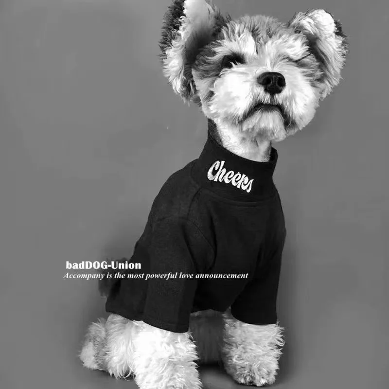 

Pet Dog Clothes Puppy Vest T-shirt Cute Pajamas Winter Bottoming Shirt Turtleneck Solid Color with Letters Iridescent Sweater