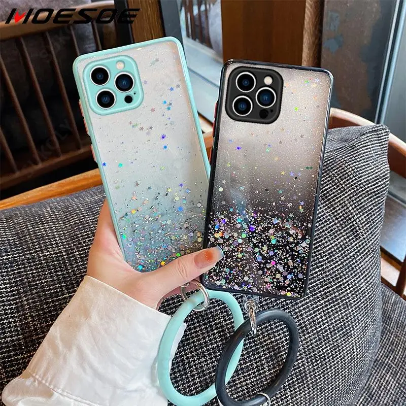 

Мягкий силиконовый чехол с градиентным блестящим кольцом для iPhone 13, 12, 11 Pro MAX, X, XR, XS MAX, 7, 8 Plus, SE 2, 2022