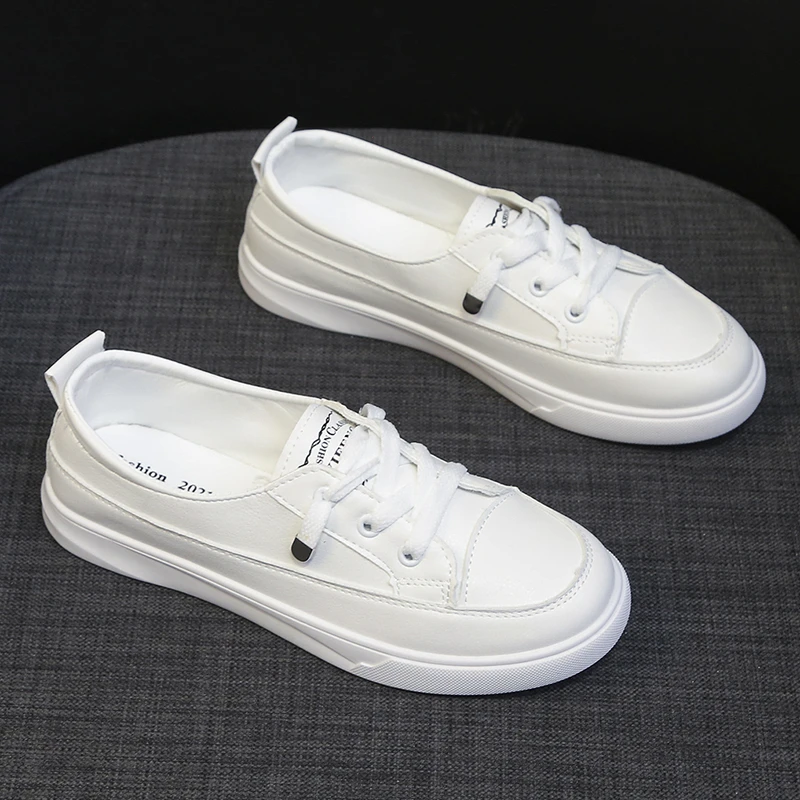 

Кроссовки женские спортивные, Вулканизированная плоская подошва, сетчатые, белые, лето-осень 2022