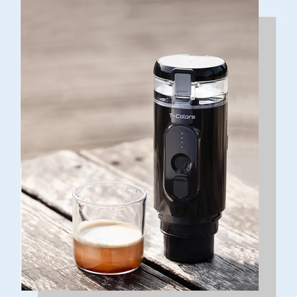 

Portable Coffee Machine, 12V Travel Espresso Machine, 20 Bar Pressure Rechargeable Battery Heating Water for Camping, Driving