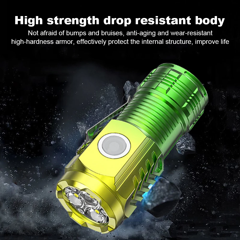 3-светодиодный водонепроницаемый фонарик типа C/микро-USB с зарядкой портативный
