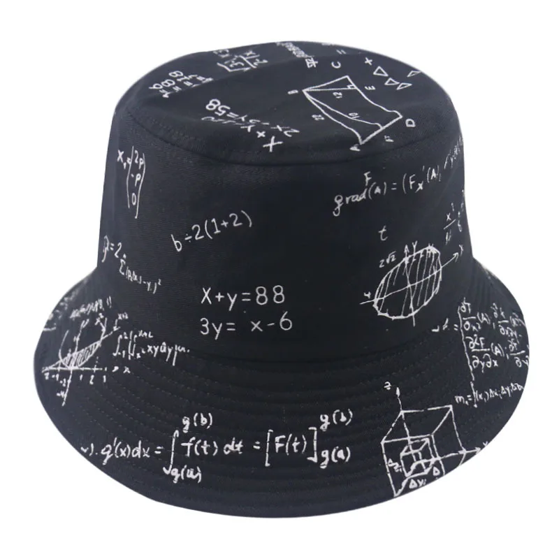 2023 New Summer Letter Quadratic Function Bucket Hat out Sun-Proof Bucket Hat Wild Fashion Bucket Hat Bucket Hat