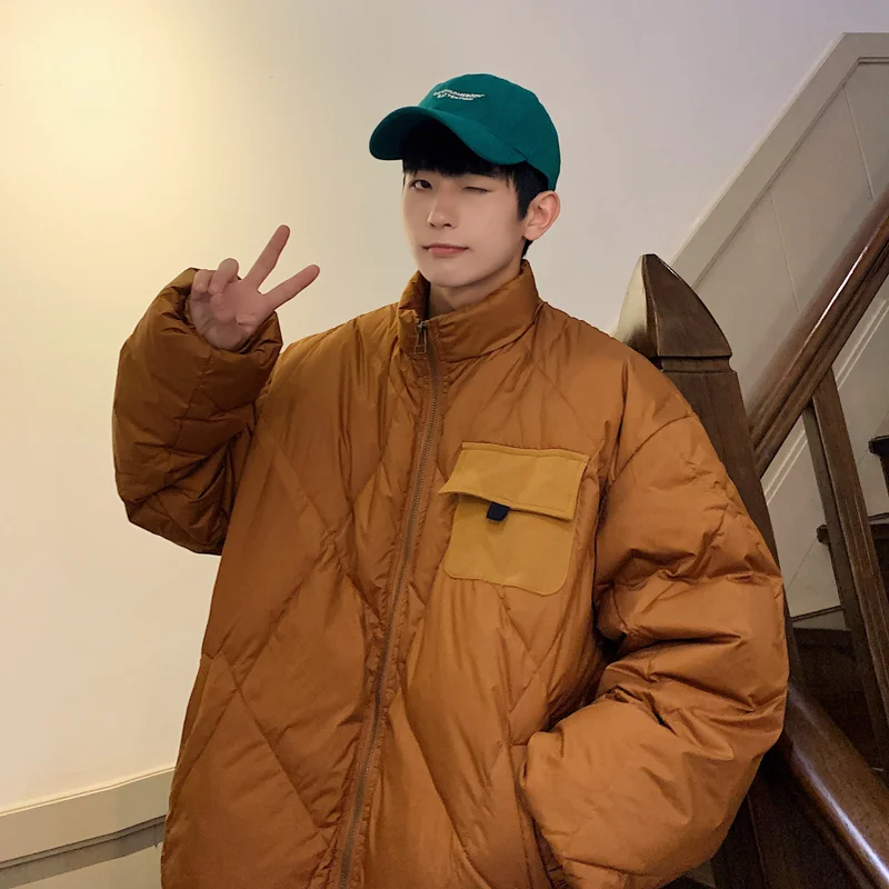 Winter Jacket Men Warm Fashion Retro Thicken Plaid Jacket Men Streetwear Korean Loose Thick Short Coat Mens Parker Clothes M-2XL