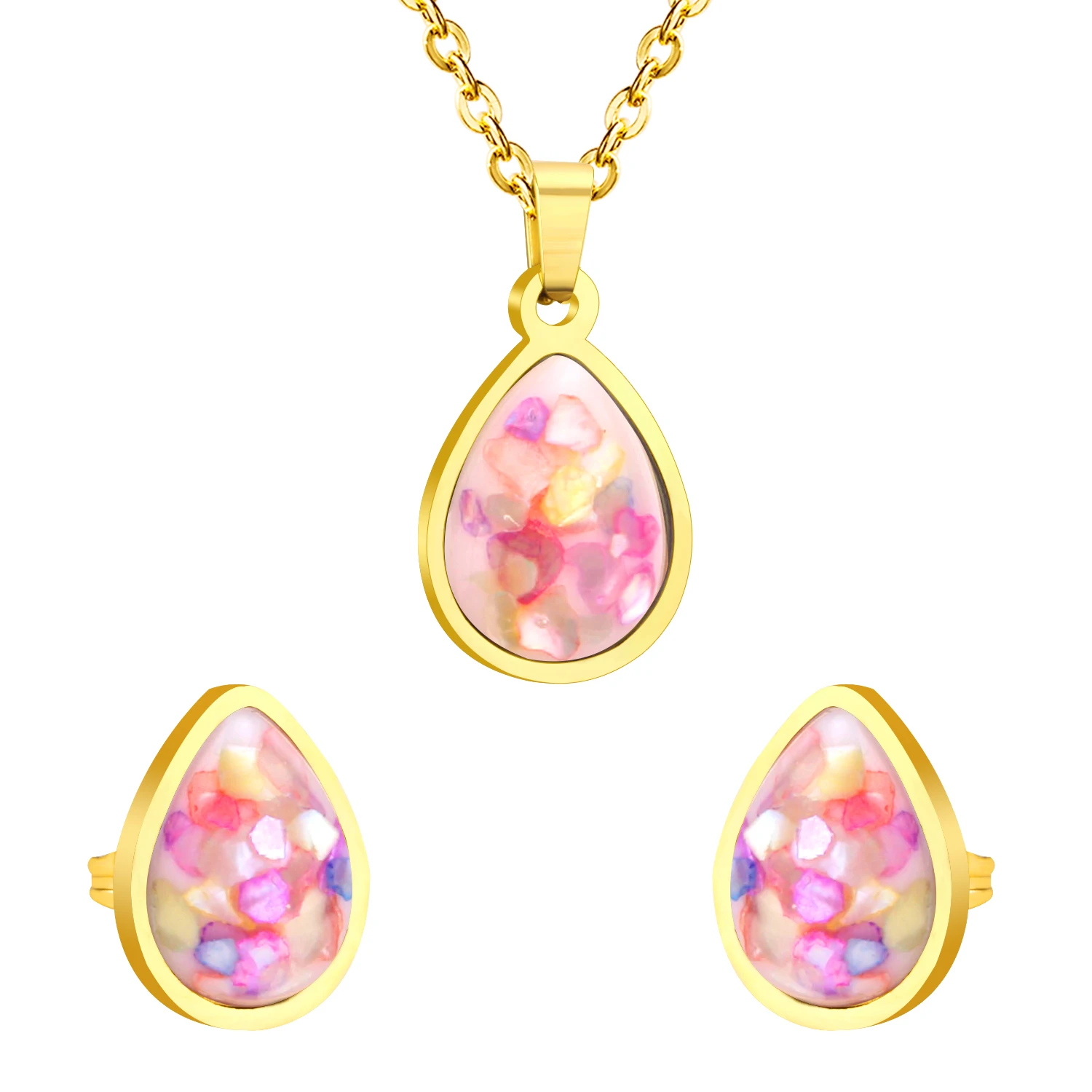 Комплект из колье и сердца нержавеющей стали