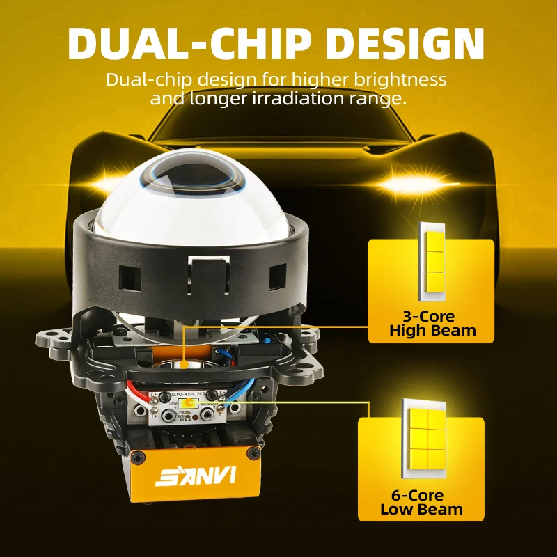 Фото SANVI 6000K 3-дюймовые Bi-LED линзы A45 для фар Hella 3R G5, 90 Вт, для модернизации передних фар автомобиля, автоаксессуар №3