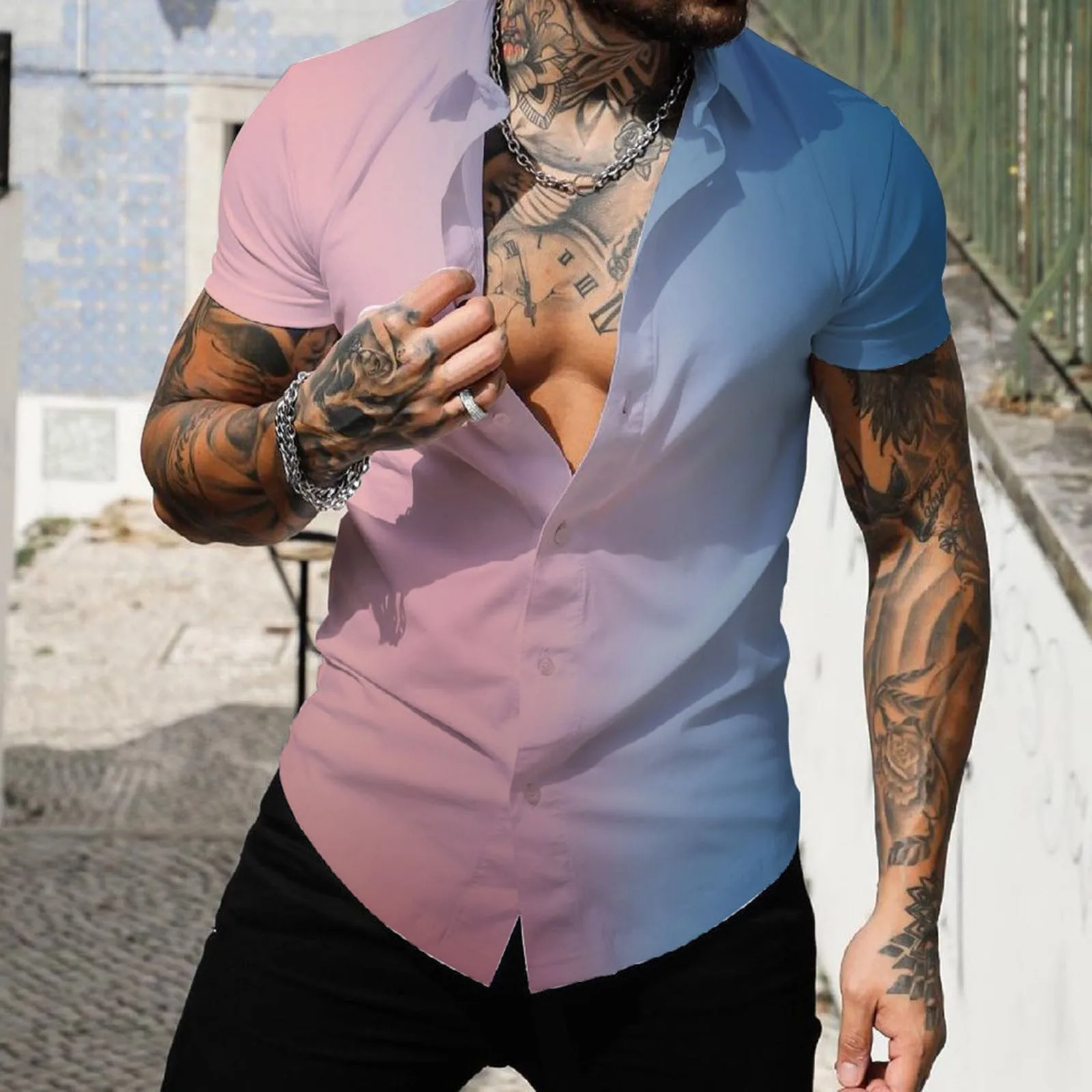 

Summer Fashion 3D Shirts Men Oversized Hawaiian Beach Men's Shirt Casual Short Sleeve Tops Mens Clothing Camiseta Streetwear