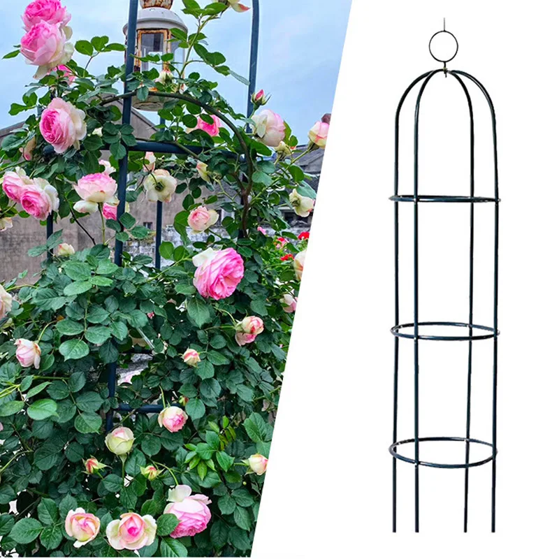 

Tower Obelisk Garden Trellis 6.3 Feet Tall Plant Support for Climbing Vines and Flowers Stands,Black Green Lightweight Plant