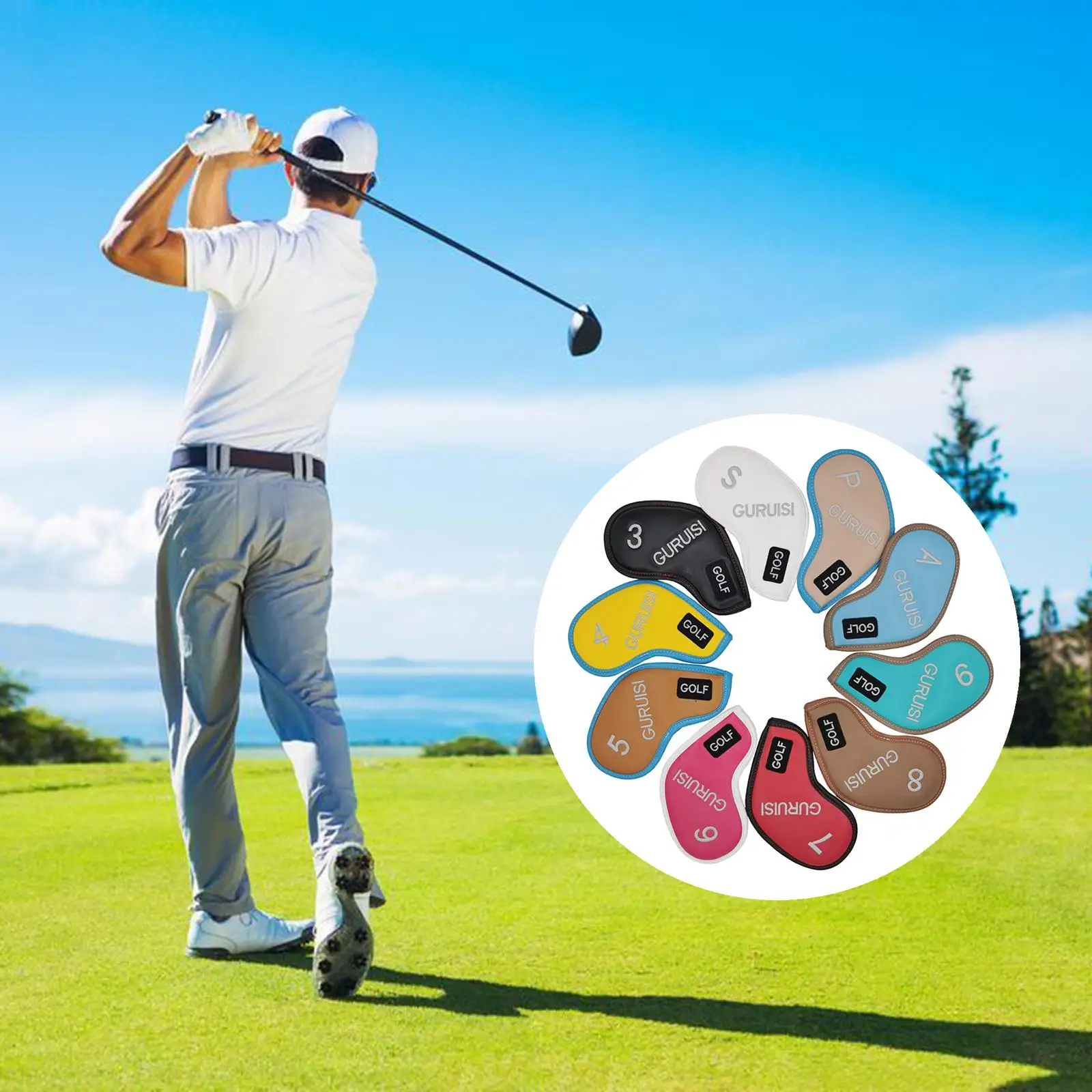 

10Pcs Golf Iron Covers Headcovers Embroideried for Most Brands