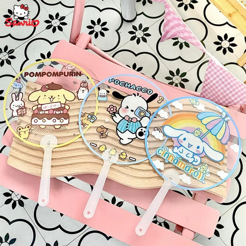

Cartoon Sanrios Accessories Hello Kittys Cinnamoroll Kuromi My Melody Kawaii Cute Girl Handheld Fan Students Hand-Held Fan Gifts