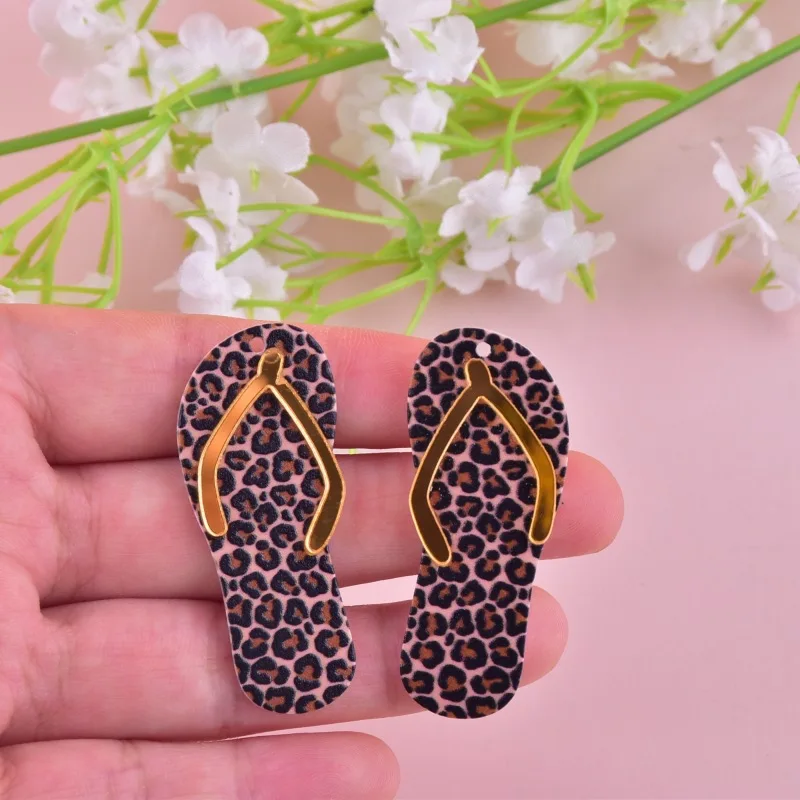 

Тапочки с леопардовым принтом 10 шт., акриловые Подвески для изготовления самодельных сережек, ожерелий, брелоков, ювелирных изделий, подвесок, аксессуары, фурнитура