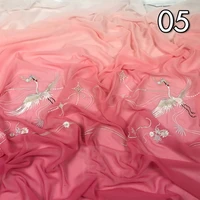 135m chinese classic red crowned crane printed chiffon embroidery fabric 50d gradient tulle fabric for diy sewing hanfu dress